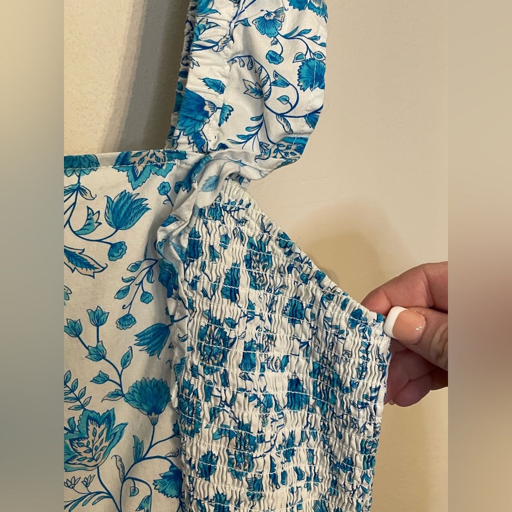 Draper James EUC Women's Flutter Strap Smocked Midi Dress in Blue Paisley XL - Picture 7 of 12